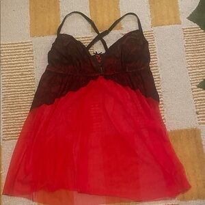 Cacique Red and Black Lace Chemise